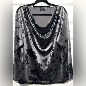 RAG Womens Velvet Floral Paisley Long Sleeve Tunic Top XXL Velour Soft